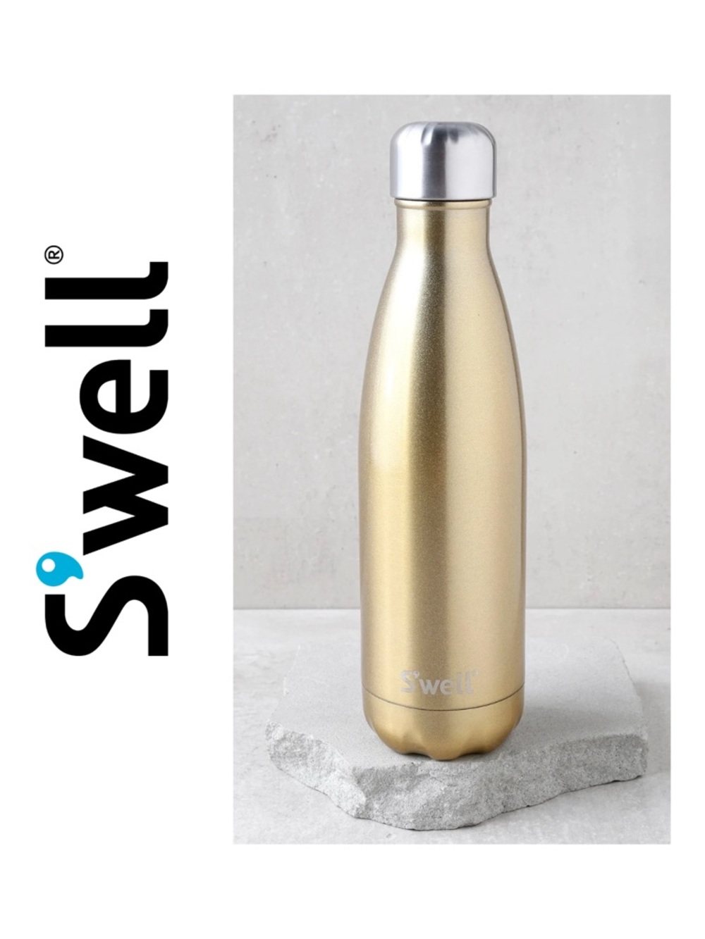 S’well Glitter Collection Sparkling Champagne Gold Water Bottle, 17 oz LIKE NEW